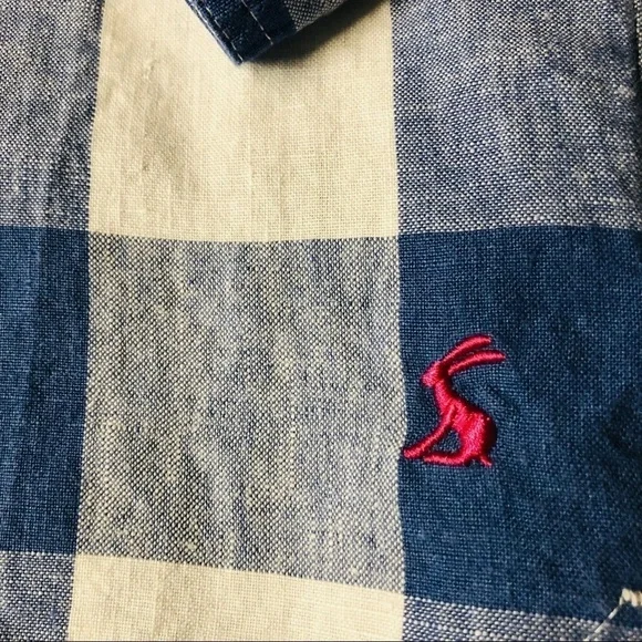 JOULES - Womens blue and white checkered long sleeve shirt Size 4 - Picture 6 of 11